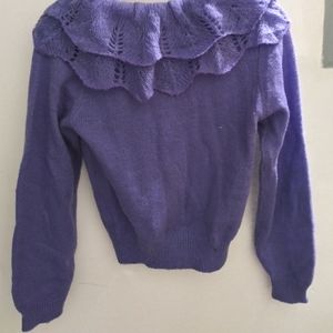 VINTAGE Purple Sweater with Eyelet Neckline